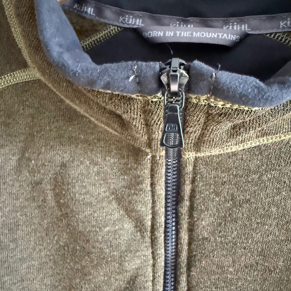 Kuhl Kashmira Mens Large Olive Green 1/4 Zip Fleece Pullover Sweater RN 108846 - Picture 6 of 16